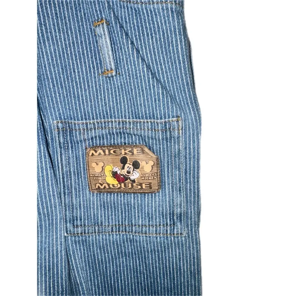 Vintage Disney Mickey's Express railroad stripe denim overalls in size 3T